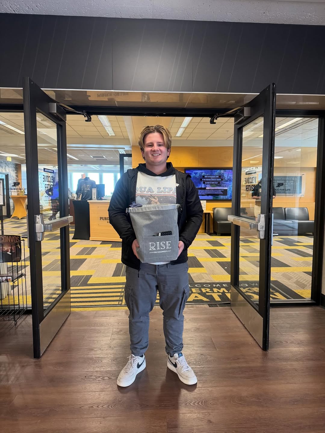 Hi, Welcome Center! \n\nThanks for letting us drop off Rise Swag at the admissions desk! Hope to see more Boilermakers next time \ud83d\ude0d